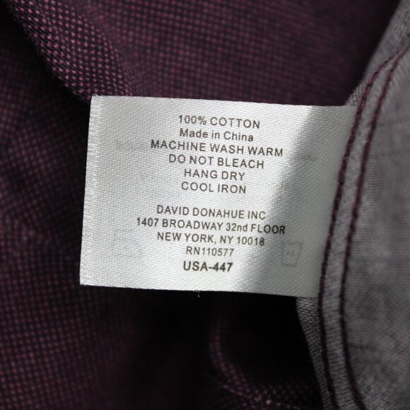 David Donahue Shirt Mens Large Purple 100% Cotton Long Sleeve Button Down - Picture 10 of 14